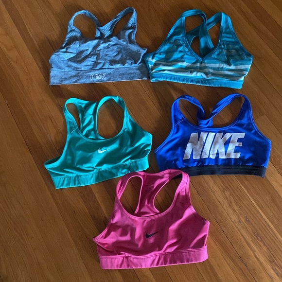 Five Sz small athletic bras.Cleaning drawers.